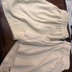 Cream Athletic Shorts with Elastic Waistband and Soft Fabric